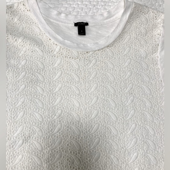 J.CREW LACE FRONT COTTON T-SHIRT - Size Small - Picture 3 of 5
